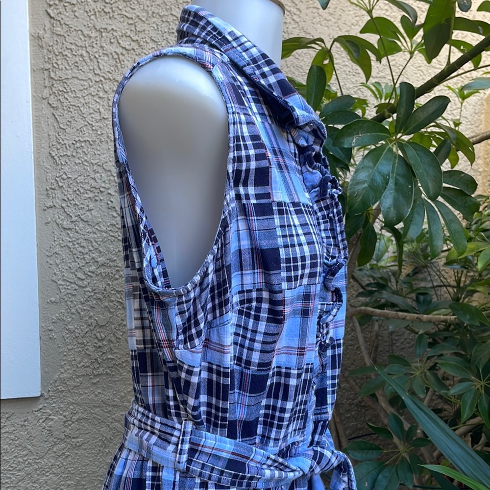 Vintage Multicolored Plaid Tommy Hilfiger Cotton Sleeveless Dress - Picture 6 of 11